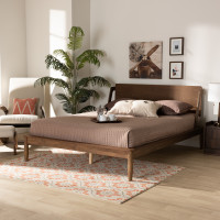 Baxton Studio MG0047-9-Ash Walnut-Full Sadler Mid-Century Modern Ash Walnut Brown Finished Wood Full Size Platform Bed